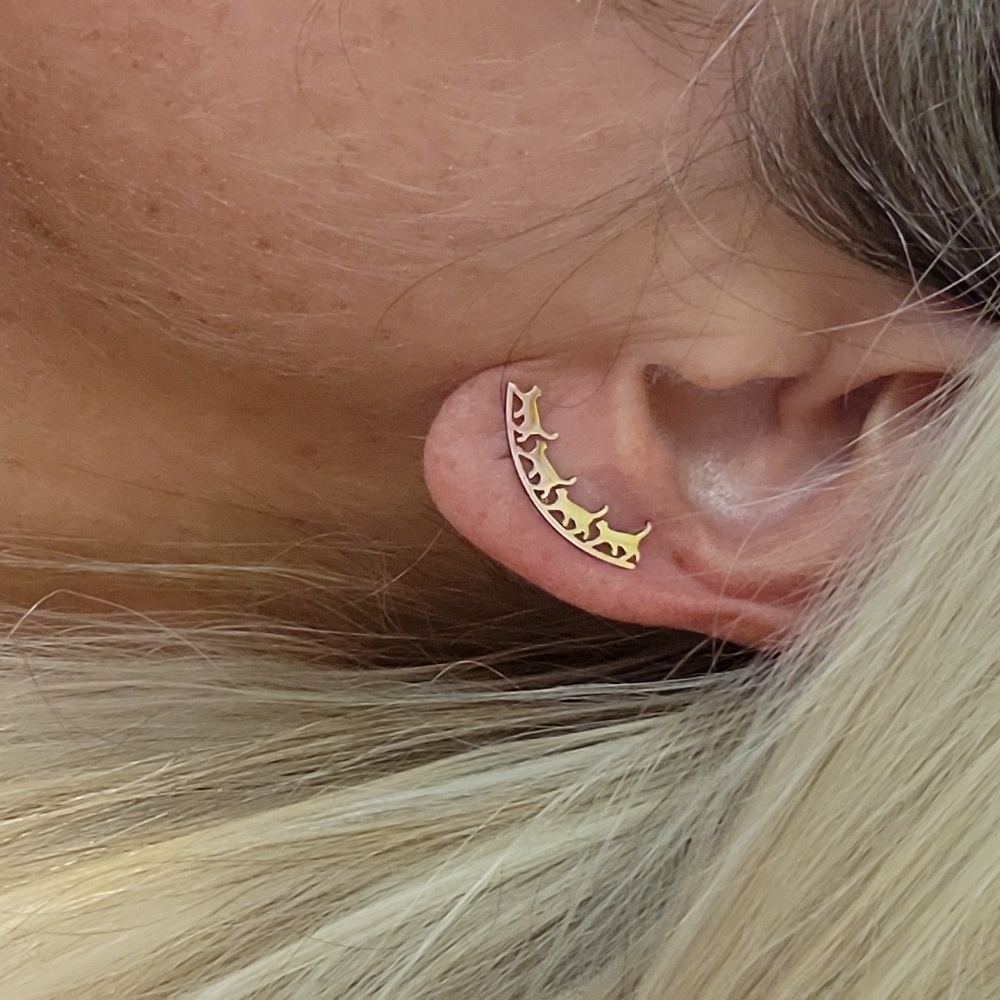 MARCHING CATS CLIMBER EARRINGS, Choice of Color
